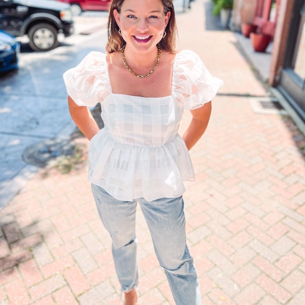 Organza Puff Sleeve Blouse